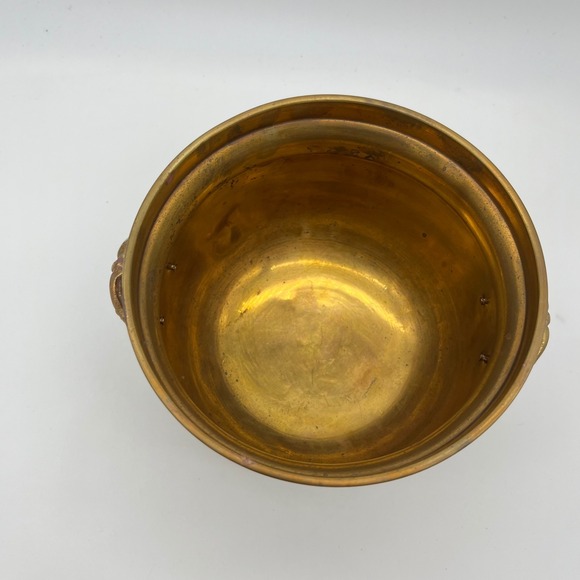 Vintage Brass Planter Pot with Ornate Feet & Handles Home Decor - Picture 6 of 9